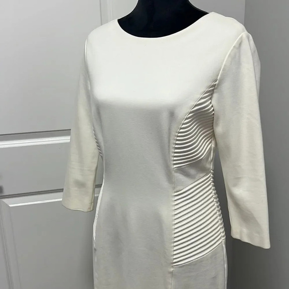 ANTONIO MELANI Women’s quarter length sleeves knee length WHITE DRESS size 8 - Picture 2 of 6